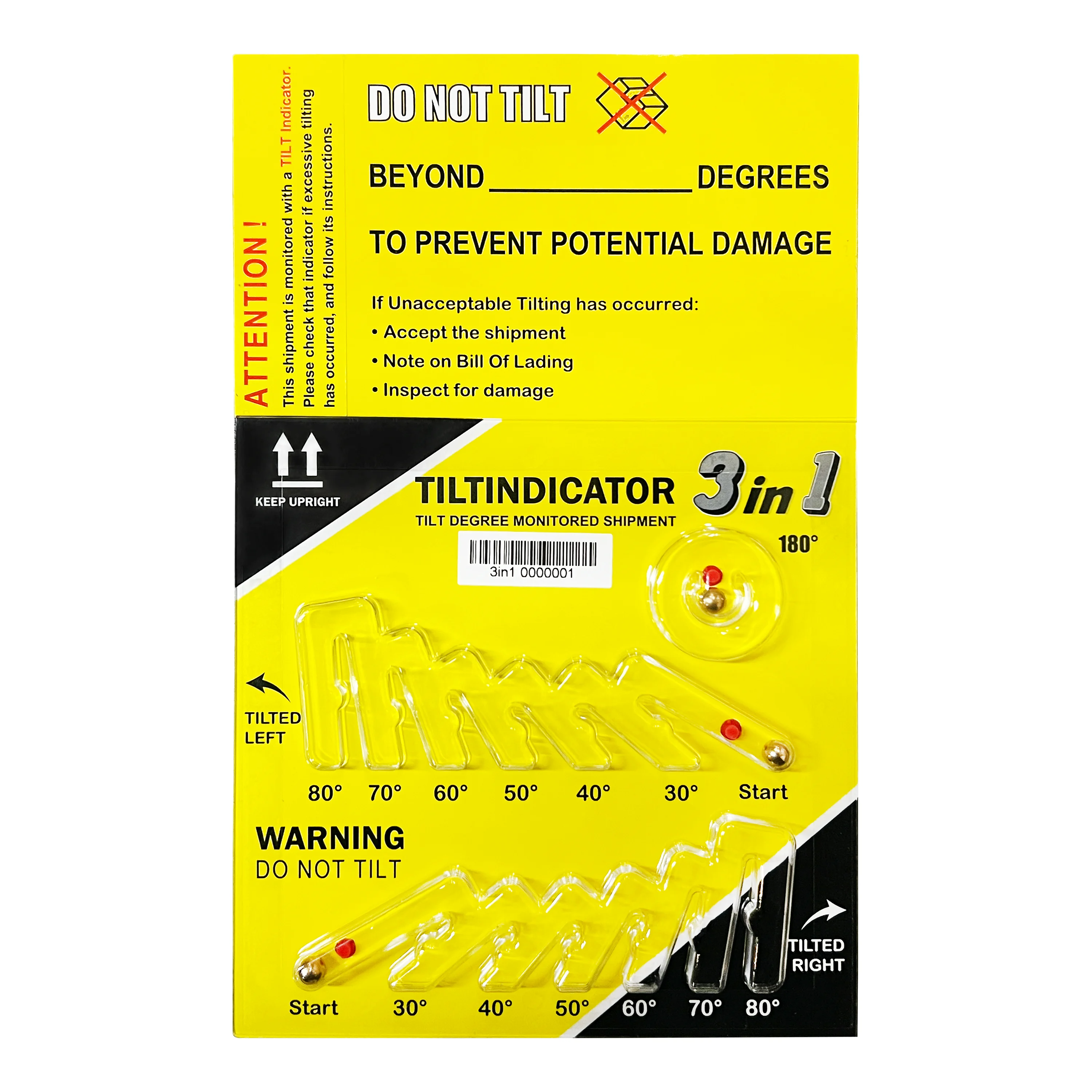 Tilt Indicator 3in1 Plus Tilt Indicators With Companion Label Alert Sticker